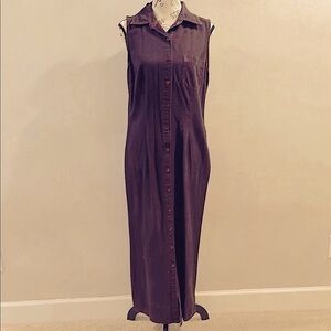 Sleeveless Colored Denim Maxi Dress